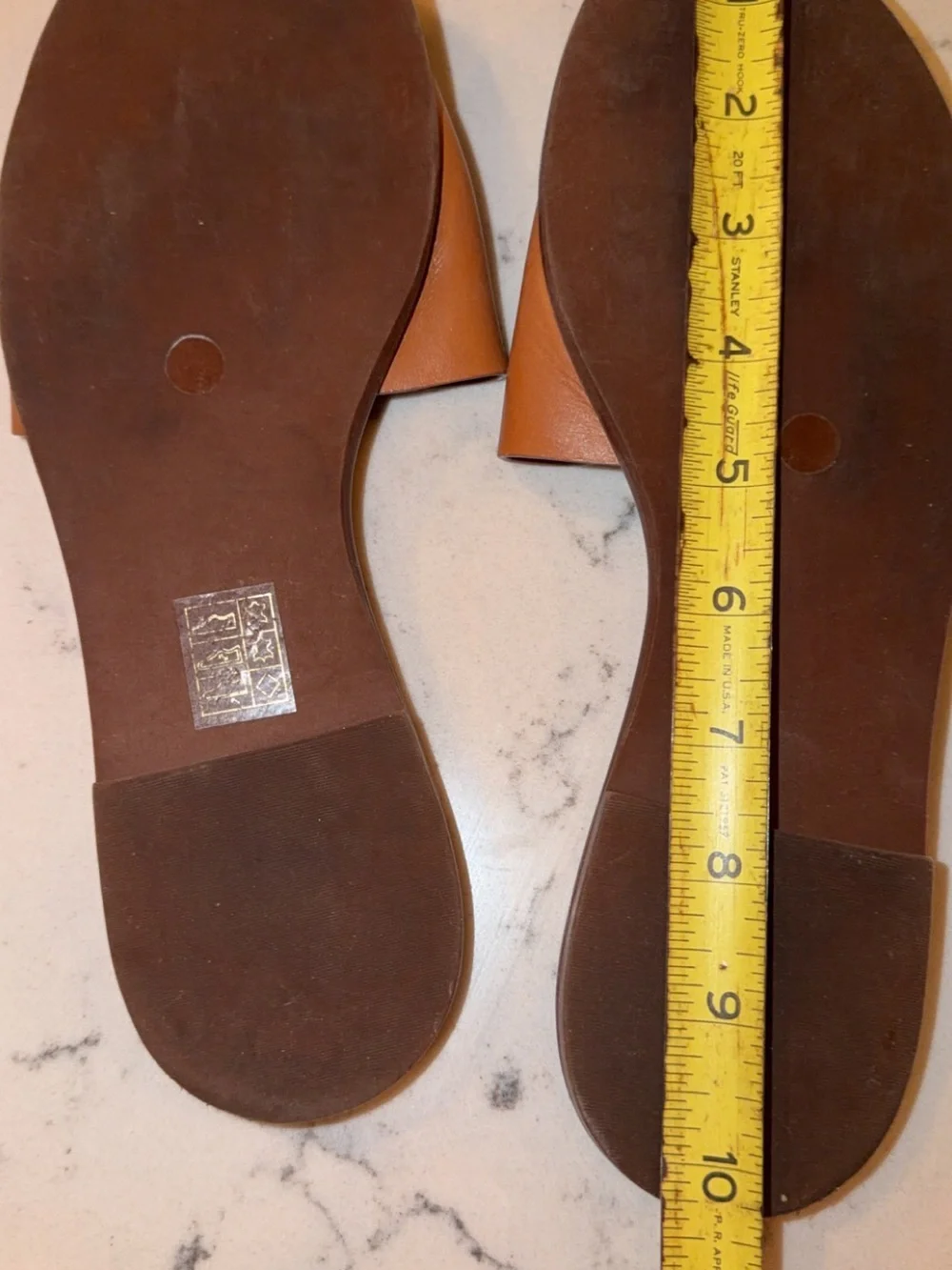 Tory Burch Brown Leather Double T Logo Slide Sandals – Size 8